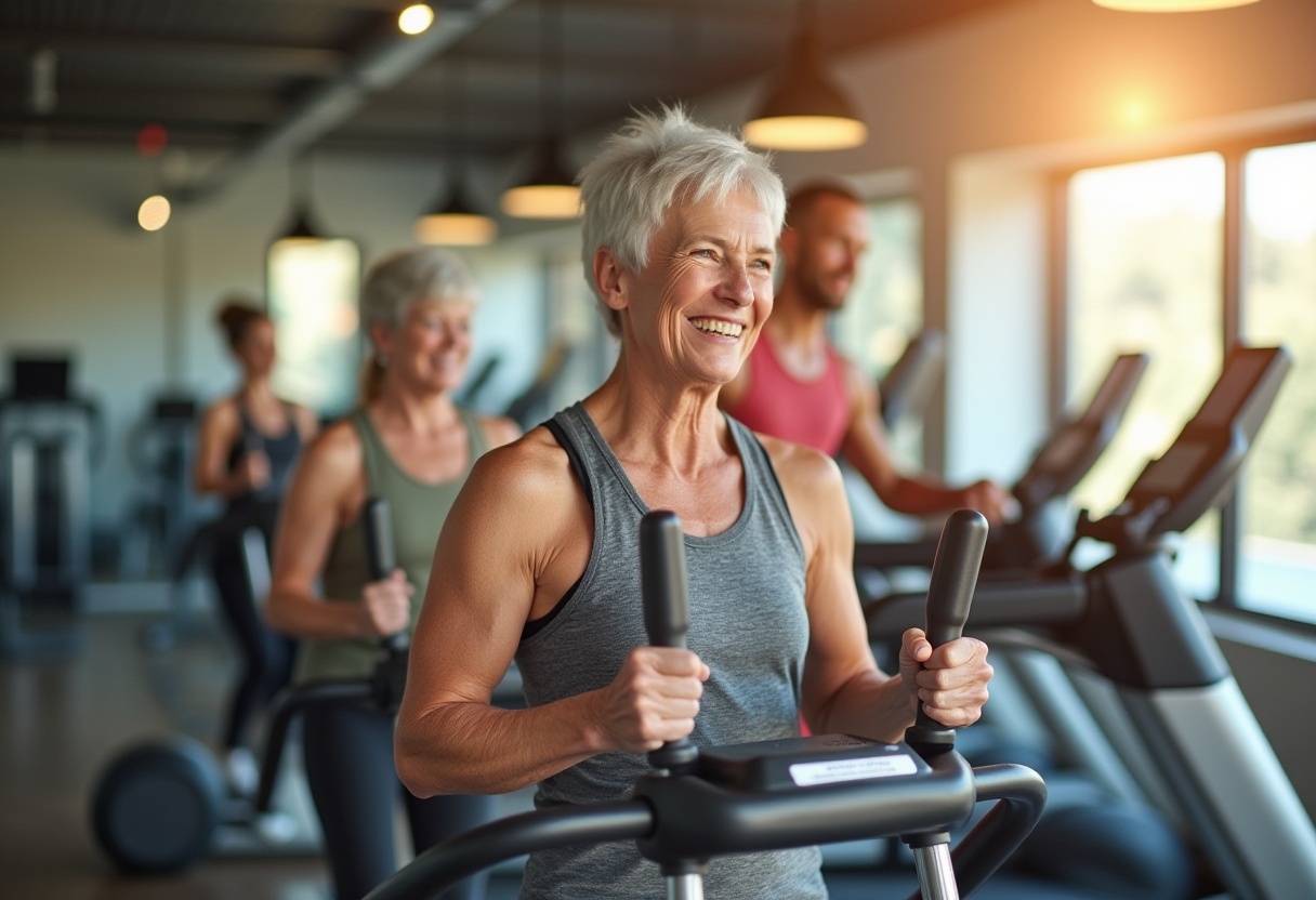 Активні люди середнього віку займаються фітнесом